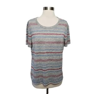 Aritzia Wilfred Free Medium Grey Striped Short Sleeve Tee Shirt Top
